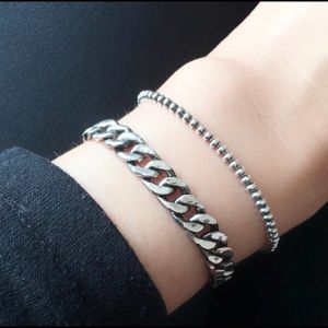 New 925 sterling silver chain bracelet set